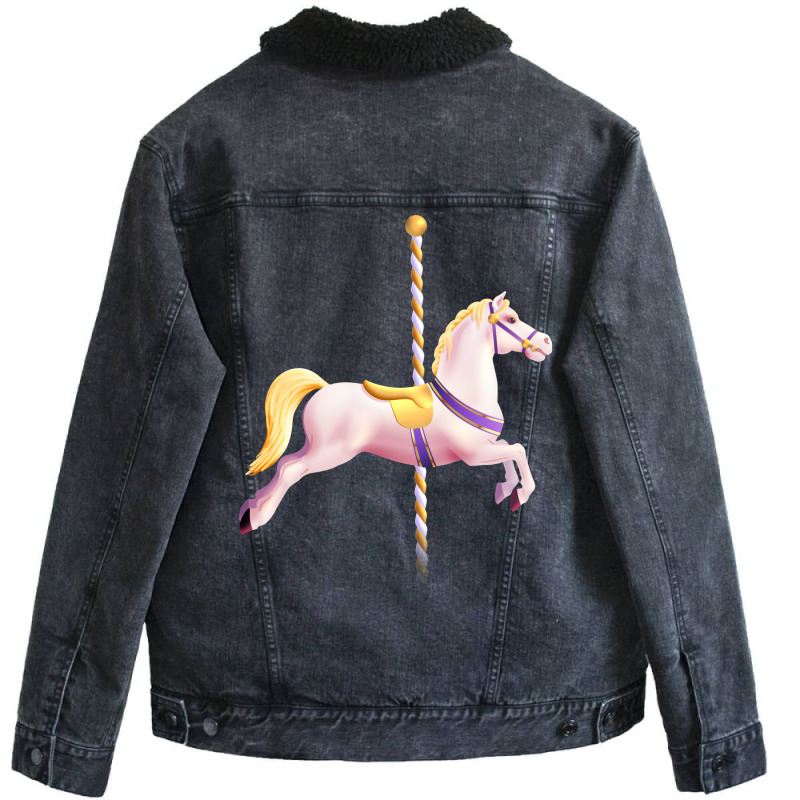 Carousel Merry Go Round Pony Horse Retro Blue Unisex Sherpa-lined Denim Jacket | Artistshot