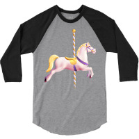 Carousel Merry Go Round Pony Horse Retro Blue 3/4 Sleeve Shirt | Artistshot