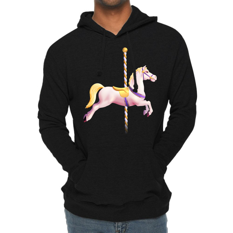 Carousel Merry Go Round Pony Horse Retro Blue Lightweight Hoodie | Artistshot