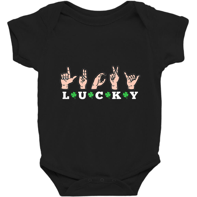 Lucky Asl St Patricks Day Shamrock Sign Language D Baby Bodysuit by karmaian | Artistshot