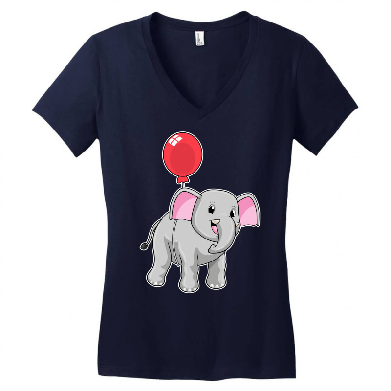 Elephant With Balloon Music Women's V-Neck T-Shirt by rulyyknietah | Artistshot