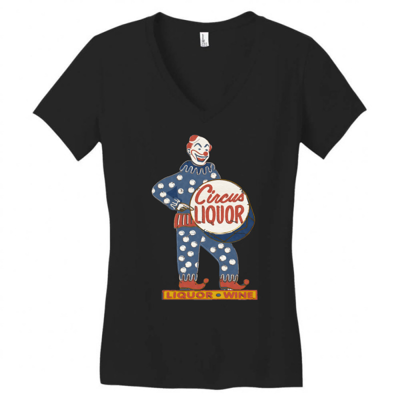 Circus Liquor Halftone Clown Sign Summer Women's V-Neck T-Shirt by nseemsalthek | Artistshot