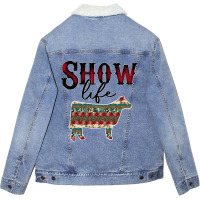 Show Life Livestock Heifer Cow Serape Cheetah Pull Unisex Sherpa-lined Denim Jacket | Artistshot