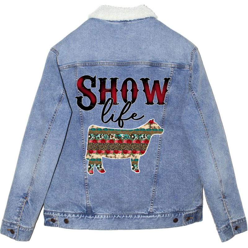 Show Life Livestock Heifer Cow Serape Cheetah Pull Unisex Sherpa-Lined Denim Jacket by likensjaymie | Artistshot