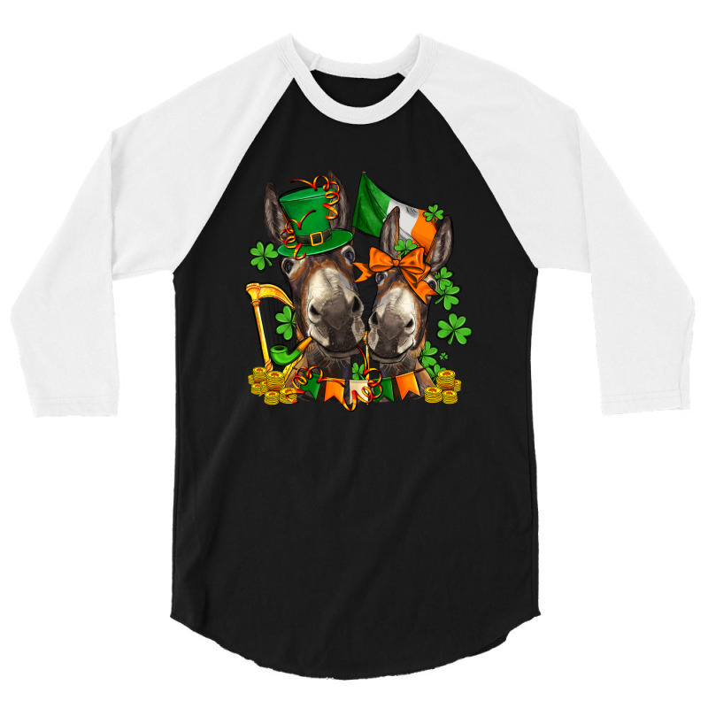 St Patricks Donkeys With Shamrocks 3/4 Sleeve Shirt | Artistshot