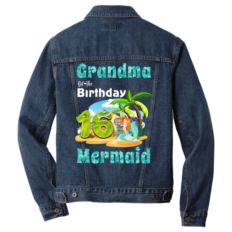 Cute Mermaid Gramma Of The 16th Birthday Nature Men Denim Jacket by dherarguberax | Artistshot