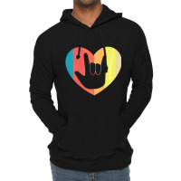 Sign Languege Heart Love Vintage Deaf Persons Pull Lightweight Hoodie | Artistshot