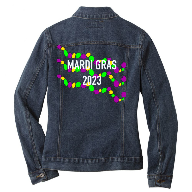 Mardi Gras Beads Stars Ladies Denim Jacket by eelahafrizaf | Artistshot