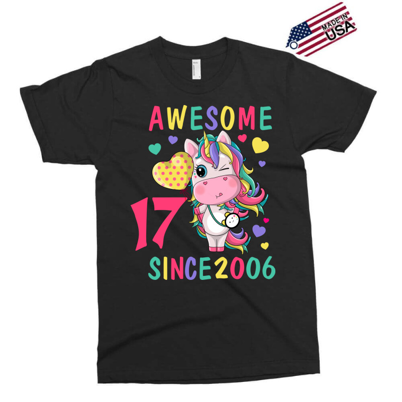 Cute Unicorn Awesome 17th Birthday Since 2006 Cute Exclusive T-shirt by dherarguberax | Artistshot