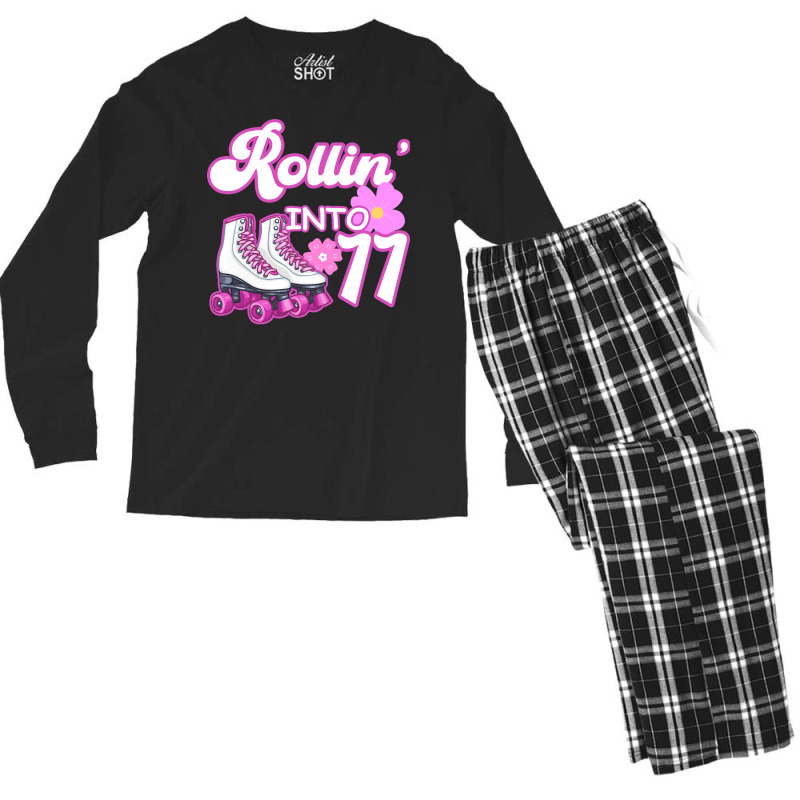 Rollin Into 11 Roller Skating 11th Birthday Nature Men's Long Sleeve Pajama Set by dherarguberax | Artistshot