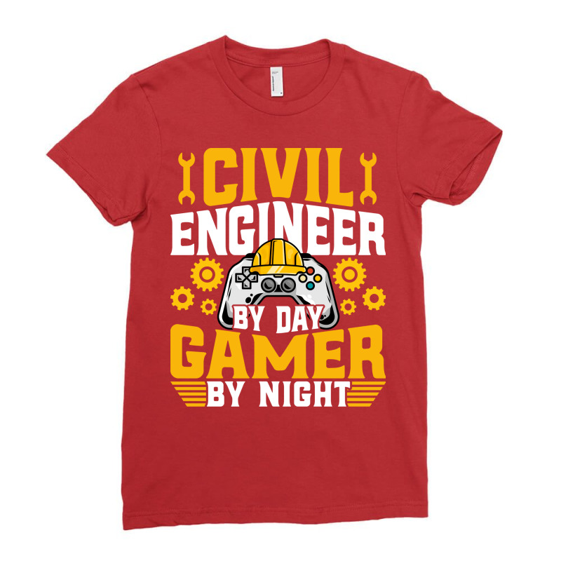 Civil Engineer Gamer Funny Video Game Lover Civil Ladies Fitted T-Shirt by izetecabangp | Artistshot