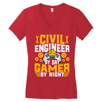 Civil Engineer Gamer Funny Video Game Lover Civil Women's V-neck T-shirt | Artistshot