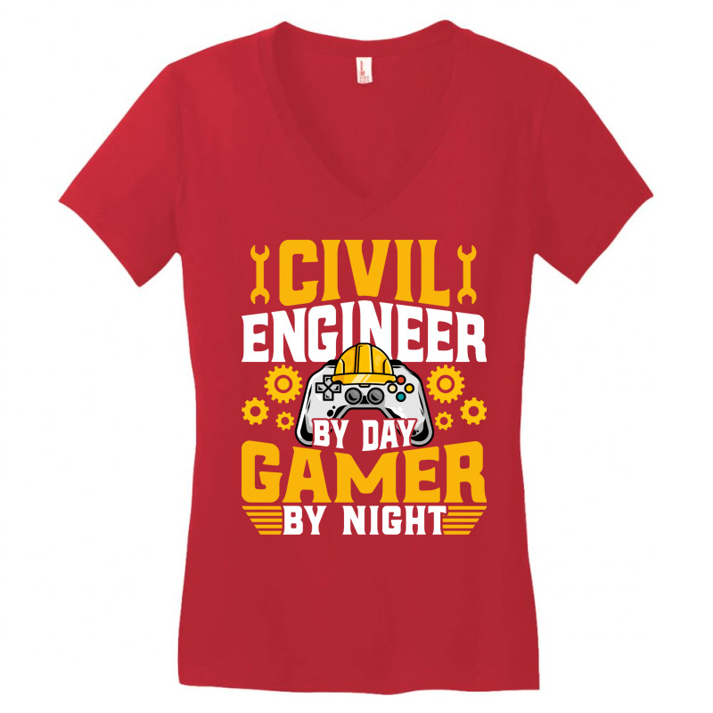 Civil Engineer Gamer Funny Video Game Lover Civil Women's V-Neck T-Shirt by izetecabangp | Artistshot