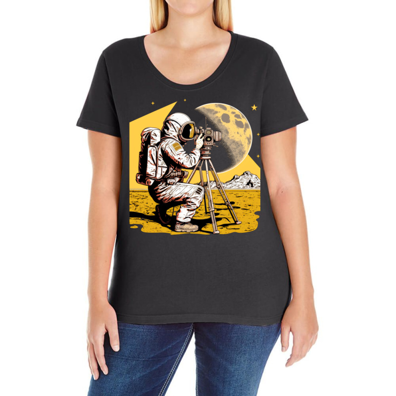 Astronaut Surveyor And Civil Engineering Retro Ladies Curvy T-Shirt by quinneahsm1 | Artistshot