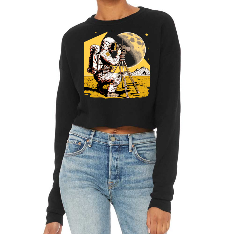 Astronaut Surveyor And Civil Engineering Retro Cropped Sweater by quinneahsm1 | Artistshot