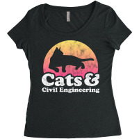 Cats And Civil Engineering Gift 80s Women's Triblend Scoop T-shirt | Artistshot