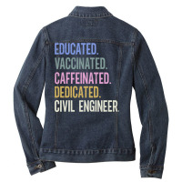 Civil Engineer Retro Vaccination Design Ladies Denim Jacket | Artistshot