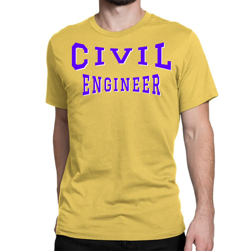 Civil Engineer In Purple Color Text 70s Classic T-shirt by zemkamajoor1 | Artistshot