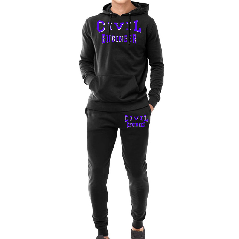 Civil Engineer In Purple Color Text 70s Hoodie & Jogger set by zemkamajoor1 | Artistshot