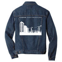 Civil Engineering Building Tower Crane Engineer De Men Denim Jacket | Artistshot