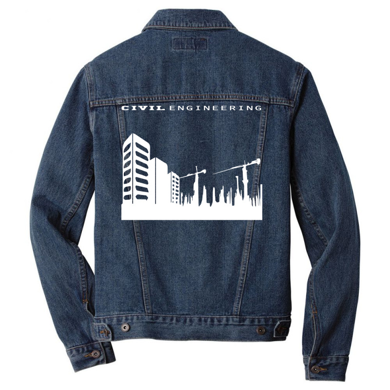 Civil Engineering Building Tower Crane Engineer De Men Denim Jacket | Artistshot