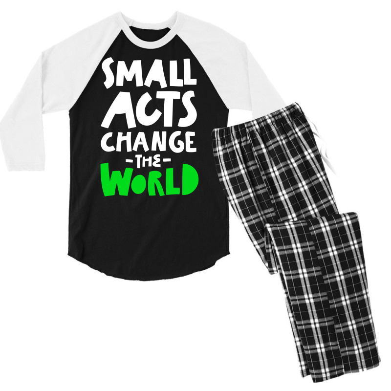 Go Green Small Acts Change The World Zero Waste Ec Men's 3/4 Sleeve Pajama Set by manicklasturr | Artistshot