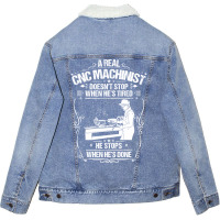 Cnc Machinist Cnc Operator Cnc Machine Gift Travel Unisex Sherpa-lined Denim Jacket | Artistshot