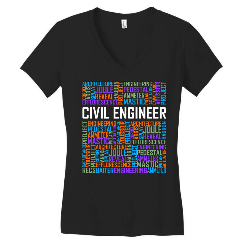 Civil Engineer Words Girl Women's V-Neck T-Shirt by gerezzdralad | Artistshot