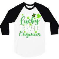 One Lucky Civil Engineer Shamrock Leprechaun Hat S 3/4 Sleeve Shirt | Artistshot