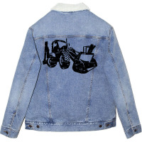 Excavator Driver Excavator Front Loader Sayings Lo Unisex Sherpa-lined Denim Jacket | Artistshot