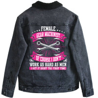 Machining Cnc Female Gear Machinist Trending Unisex Sherpa-lined Denim Jacket | Artistshot