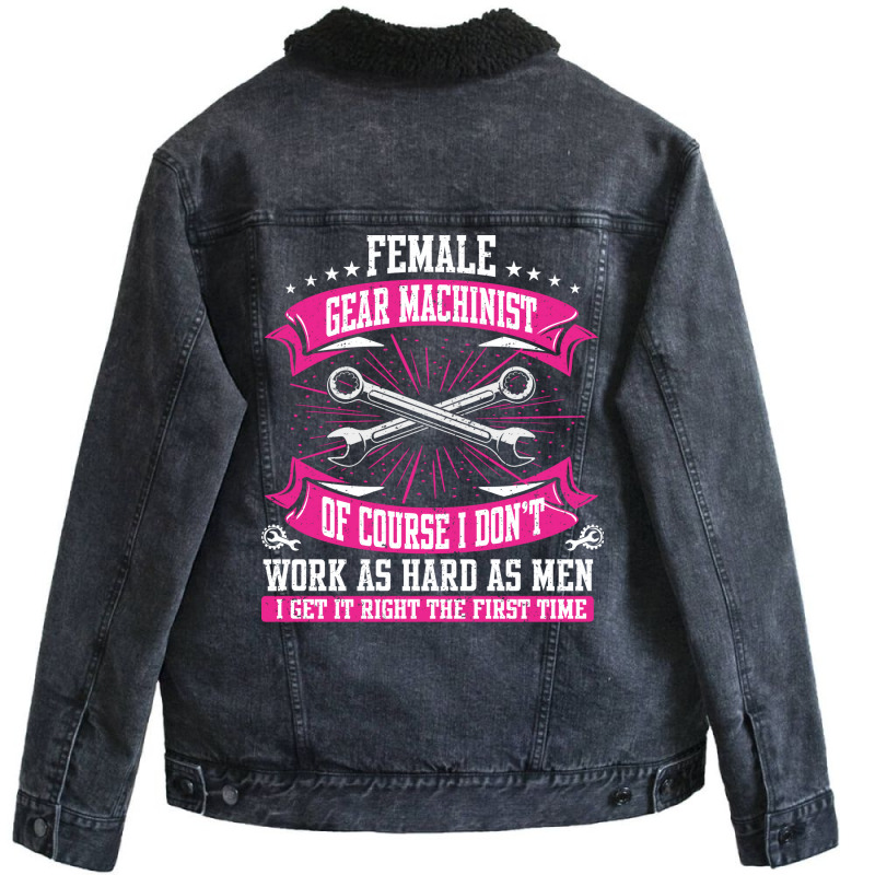 Machining Cnc Female Gear Machinist Trending Unisex Sherpa-lined Denim Jacket | Artistshot