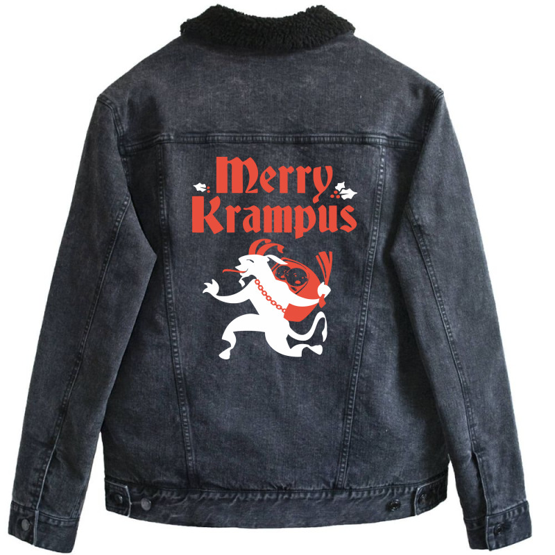 Merry Krampus Unisex Sherpa-Lined Denim Jacket by jasonciko | Artistshot