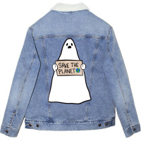 Climate Change Ghost Halloween Summer Unisex Sherpa-lined Denim Jacket | Artistshot