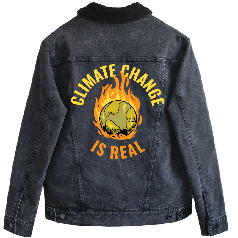 Climate Change Is Real Funny Global Warming Gift S Unisex Sherpa-lined Denim Jacket | Artistshot