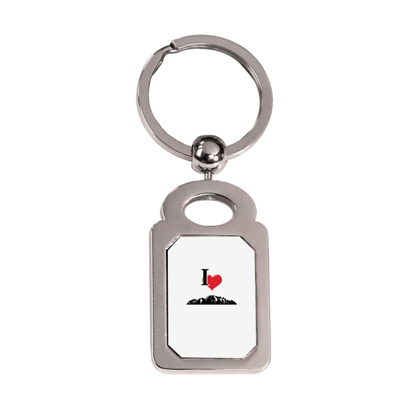 I Love Mountains Climbing Mountain Outdoors Nature Silver Rectangle Keychain | Artistshot