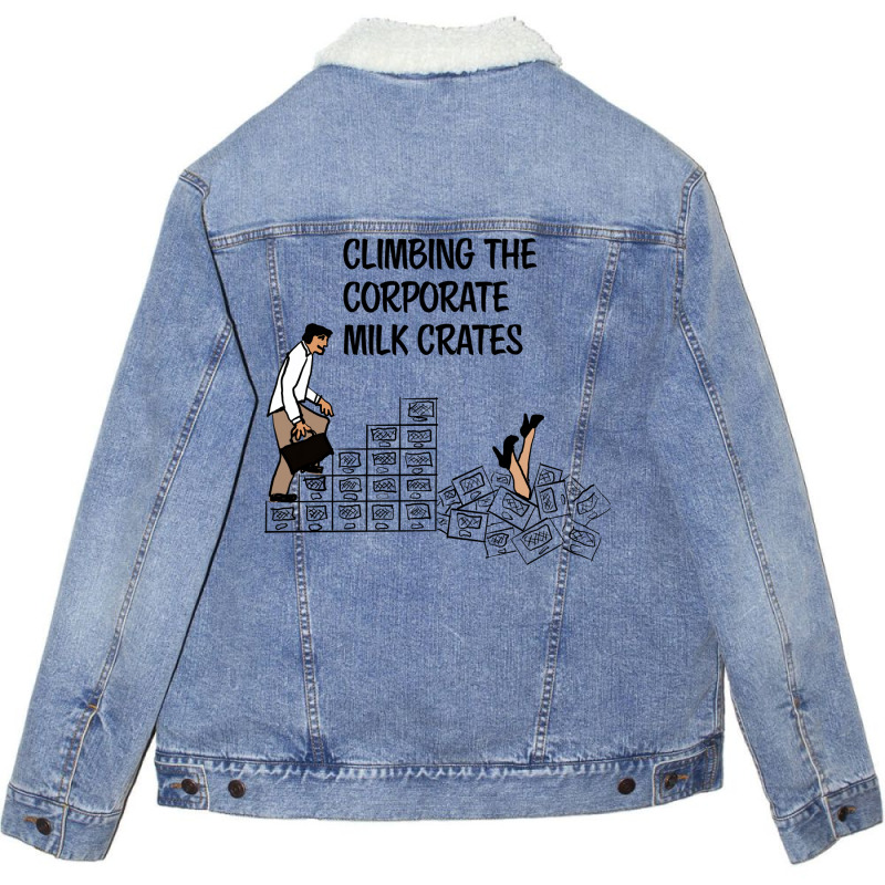 Climbing The Corporate Milk Crates Hipster Unisex Sherpa-lined Denim Jacket | Artistshot