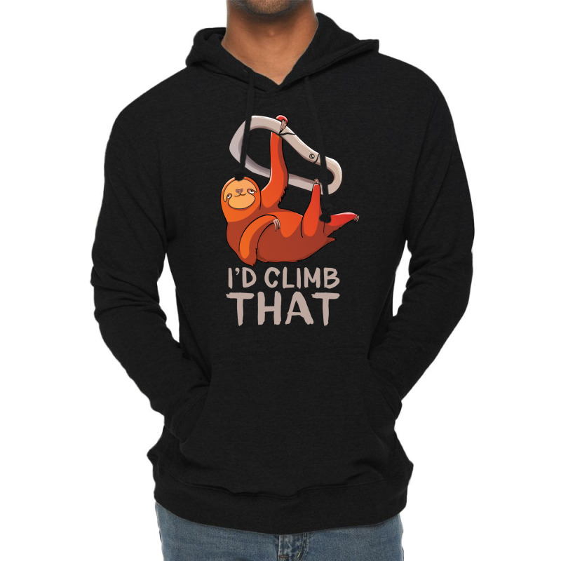 Funny Sloth Bouldering Gift For Rock Climbers Red Lightweight Hoodie | Artistshot