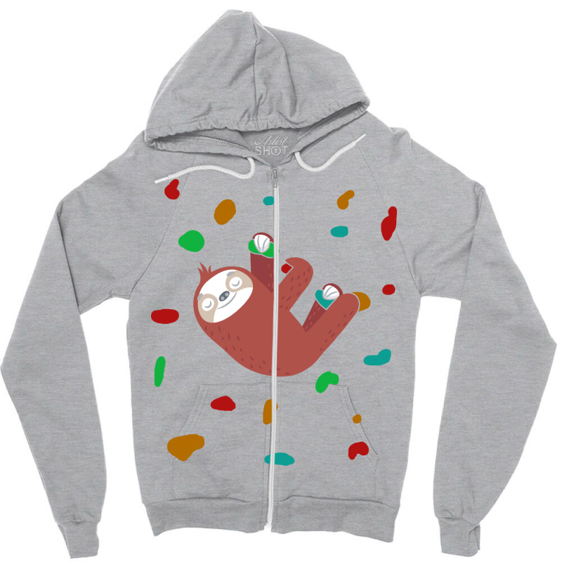 Colorful Sloth Climber Climbing Boulder Wall Cute Zipper Hoodie | Artistshot