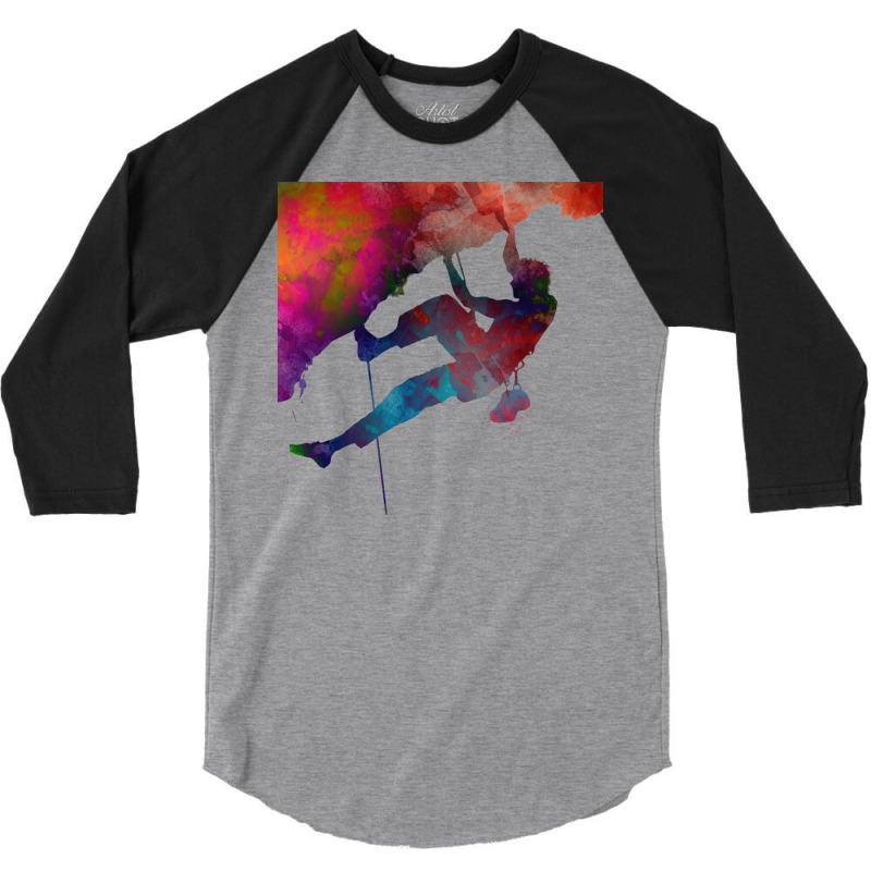 Mountaineer Climbing Sport Art Mountaineer Climbin 3/4 Sleeve Shirt | Artistshot