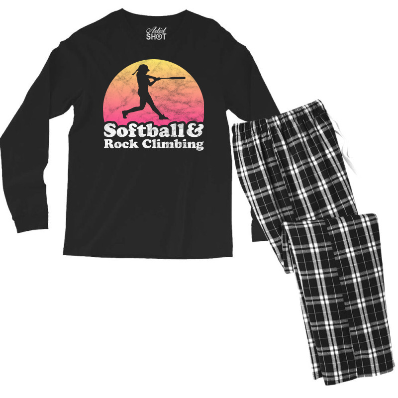 Softball And Rock Climbing Gift For Softball Playe Men's Long Sleeve Pajama Set | Artistshot