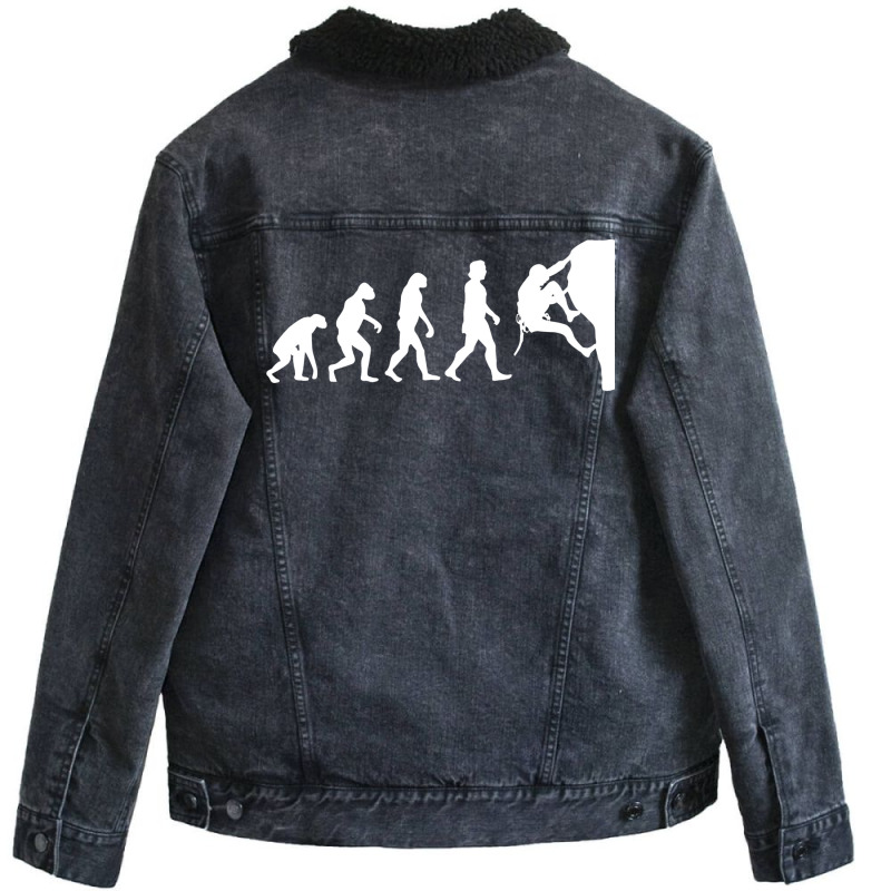 Climbing Evolution Climber Bouldering Aesthetic Unisex Sherpa-lined Denim Jacket | Artistshot