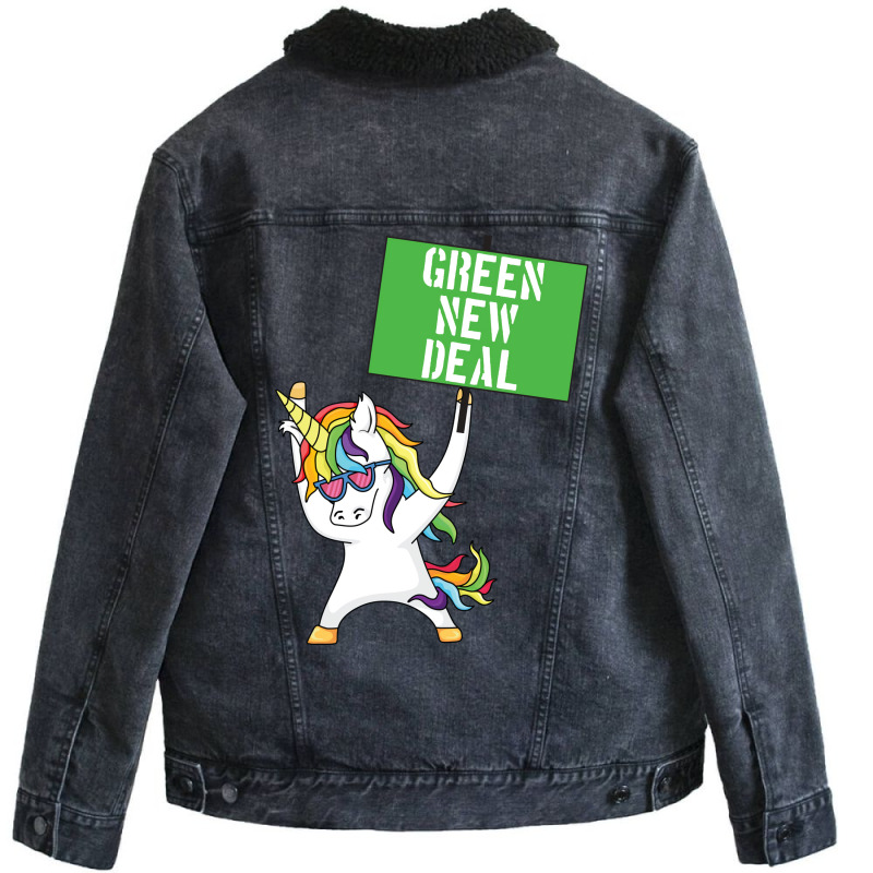 Green New Deal Unicorn Activist Socialist Equity C Unisex Sherpa-lined Denim Jacket | Artistshot