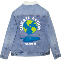 Global Warming Crisis Climate Action Now Retro Unisex Sherpa-lined Denim Jacket | Artistshot