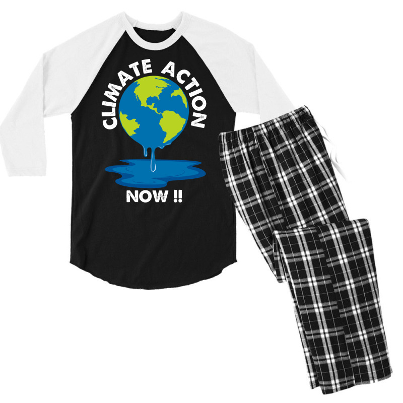 Global Warming Crisis Climate Action Now Retro Men's 3/4 Sleeve Pajama Set | Artistshot