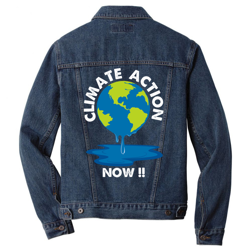 Global Warming Crisis Climate Action Now Retro Men Denim Jacket | Artistshot