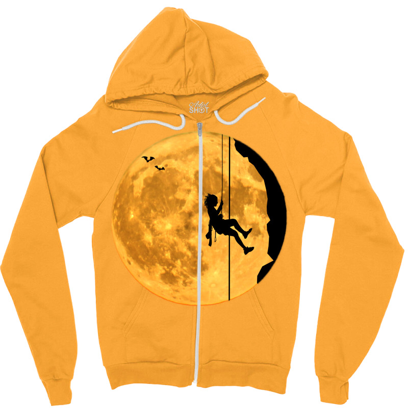 Mountaineering Free Climbing Bouldering Moon Sky H Zipper Hoodie | Artistshot