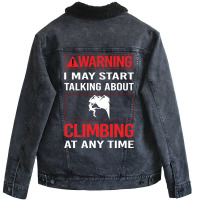 Red Warning Climbing Climb Climber 70s Unisex Sherpa-lined Denim Jacket | Artistshot