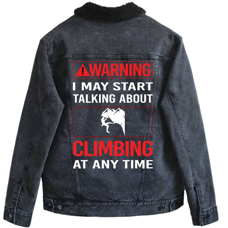 Red Warning Climbing Climb Climber 70s Unisex Sherpa-lined Denim Jacket | Artistshot