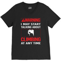 Red Warning Climbing Climb Climber 70s V-neck Tee | Artistshot